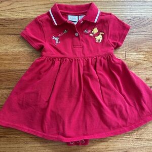 Disney Winnie the Pooh Red Cotton Baby Polo Dress